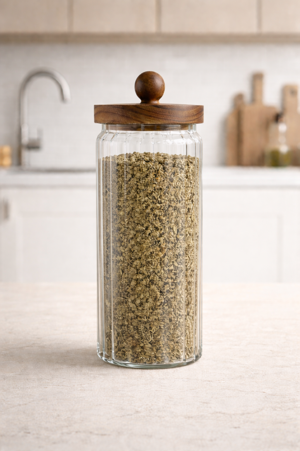 Akasya Conta Kapaklı Çizgili Borosilikat 1200ml Kavanoz KW-763
