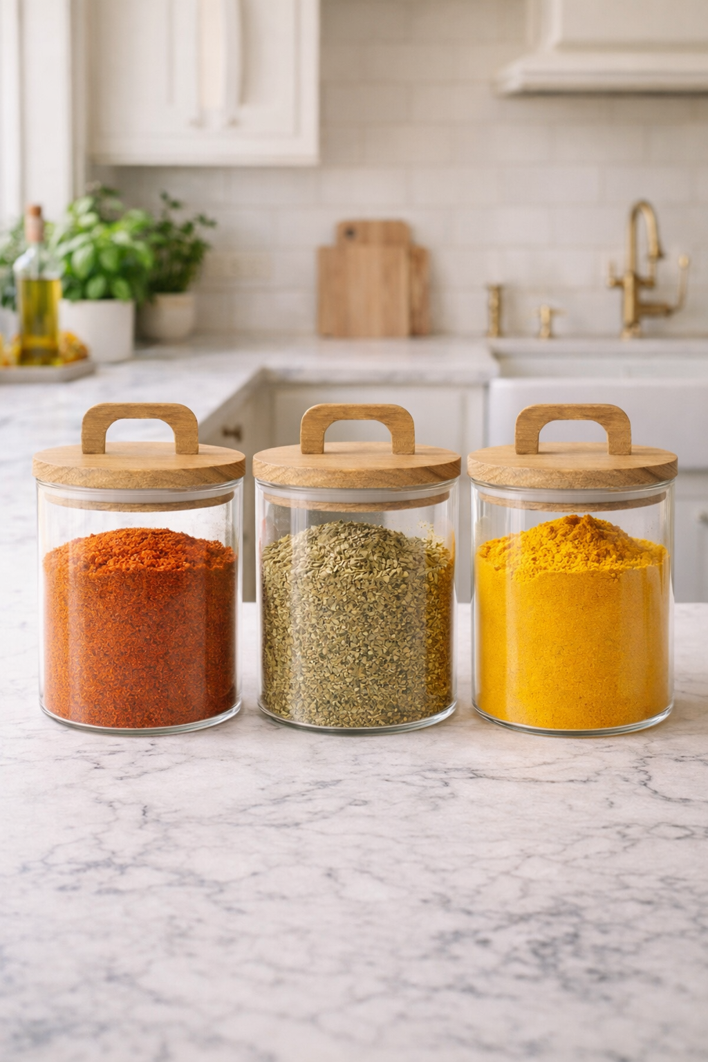 Akasya Yuvarlak Conta Kapaklı 3'lü Borosilikat 600ml Kavanoz Seti KW-770