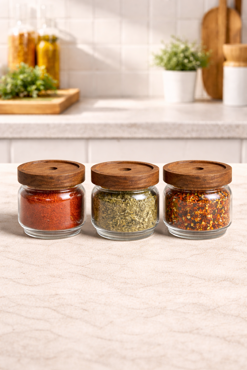 Akasya Conta Kapaklı 3'lü Borosilikat 300ml Kavanoz Seti KW-782