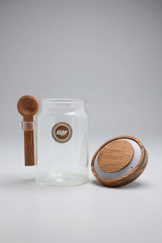 Akasya Kaşıklı Conta Kapaklı Kavanoz Baharatlık KW-1093