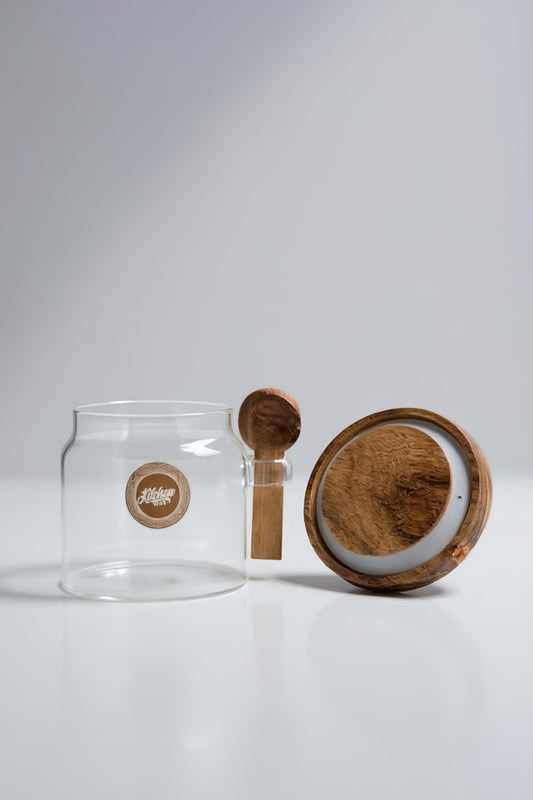 Akasya Kaşıklı Conta Kapaklı Kavanoz Baharatlık KW-798