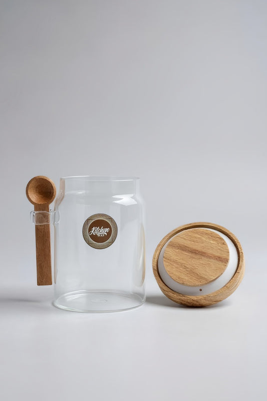 Akasya Kaşıklı Conta Kapaklı Kavanoz Baharatlık KW-799