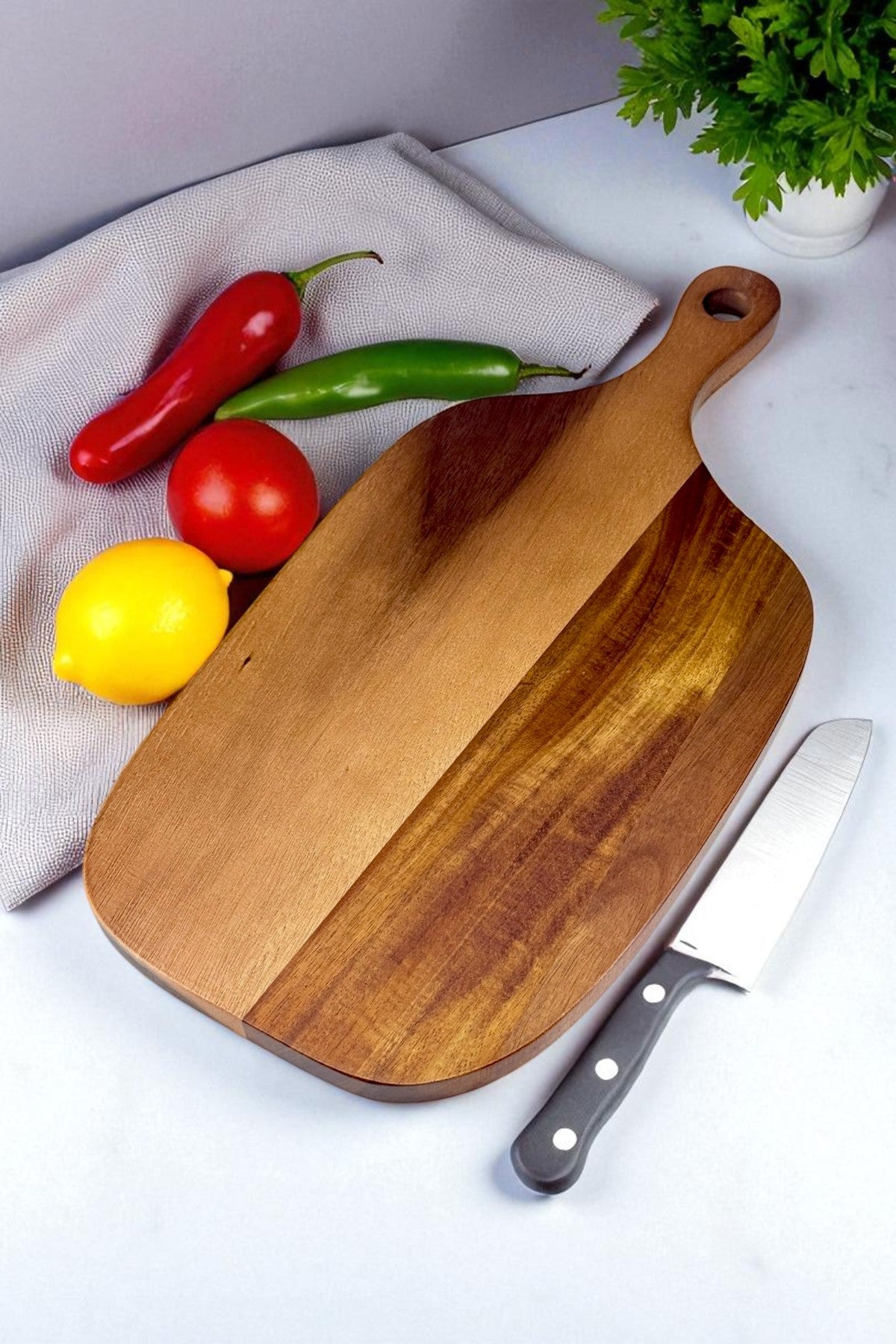 Akasya Kesme Tahtası Saplı Kesme Panosu 27x19CM KW-945