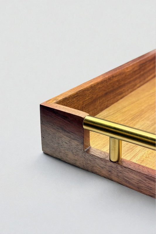 Akasya Tutma Saplı Tepsi Sunumluk 36x25CM KW-957