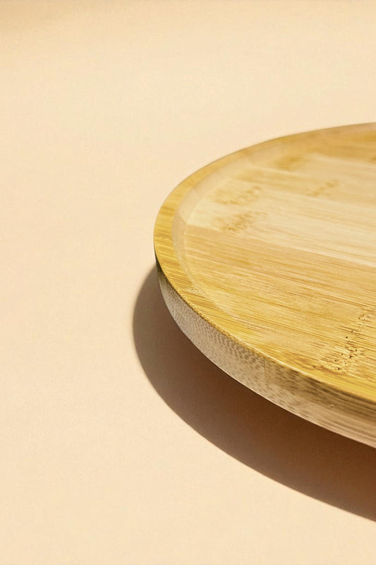 Ayaklı Bambu Sunumluk Yuvarlak Tepsi KW-924