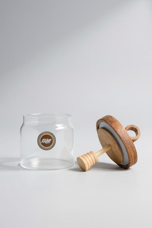 Akasya Conta Kapaklı Entegre Bal Çubuklu Bal Kavanozu KW-814