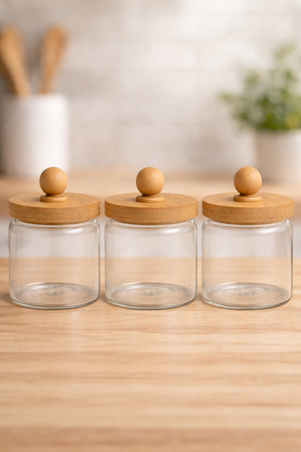 Bambu Conta Kapaklı Borosilikat 450ml Kavanoz KW-747