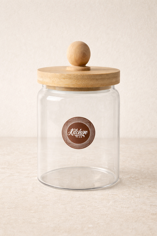 Bambu Conta Kapaklı 3'lü Borosilikat Cam 600ml Kavanoz Seti KW-748