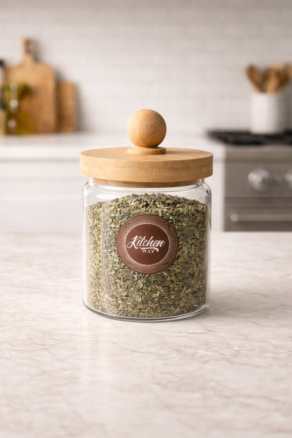 Bambu Conta Kapaklı Borosilikat Cam 600ml Kavanoz KW-748