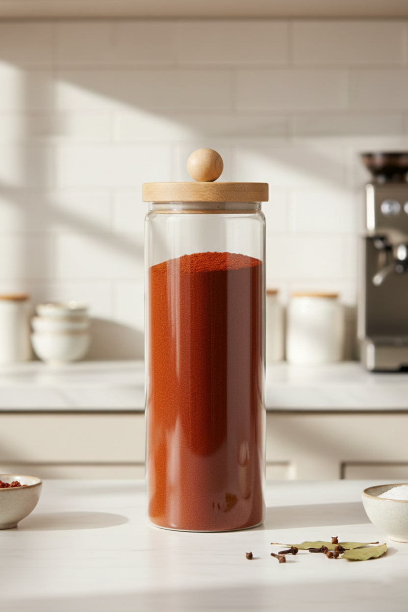 Bambu Conta Kapaklı Borosilikat Cam Kavanoz KW-751