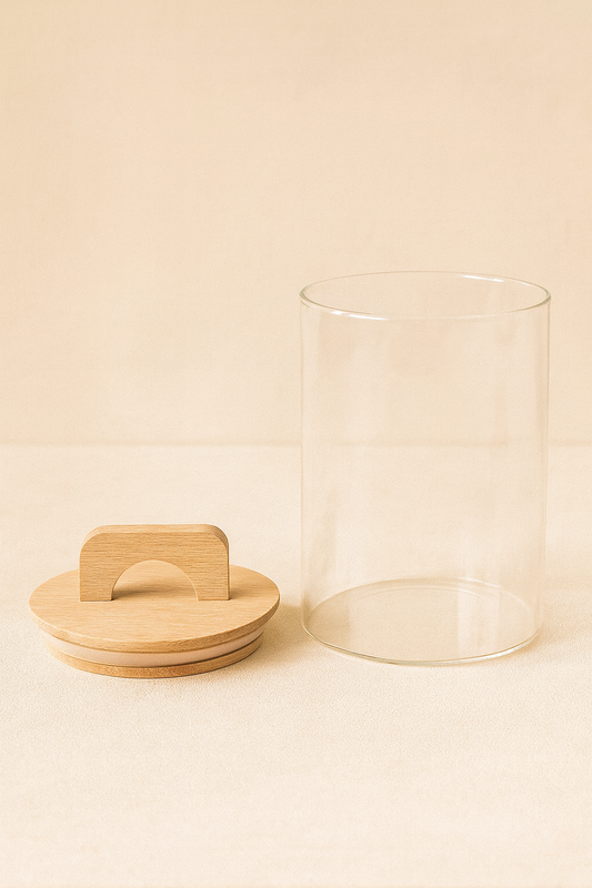 Bambu Conta Kapaklı Borosilikat 1000ml Kavanoz KW-774