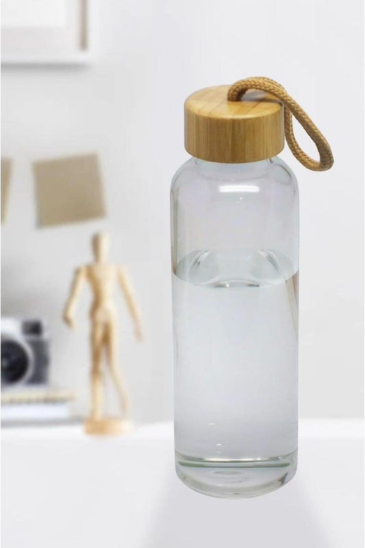 Bambu Kapaklı İpli Cam Matara KW-344A