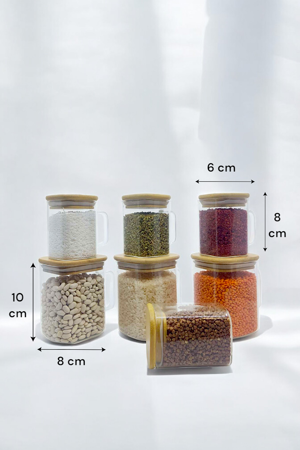 Bambu Standlı 8 Parça Baharatlık Set KW-383