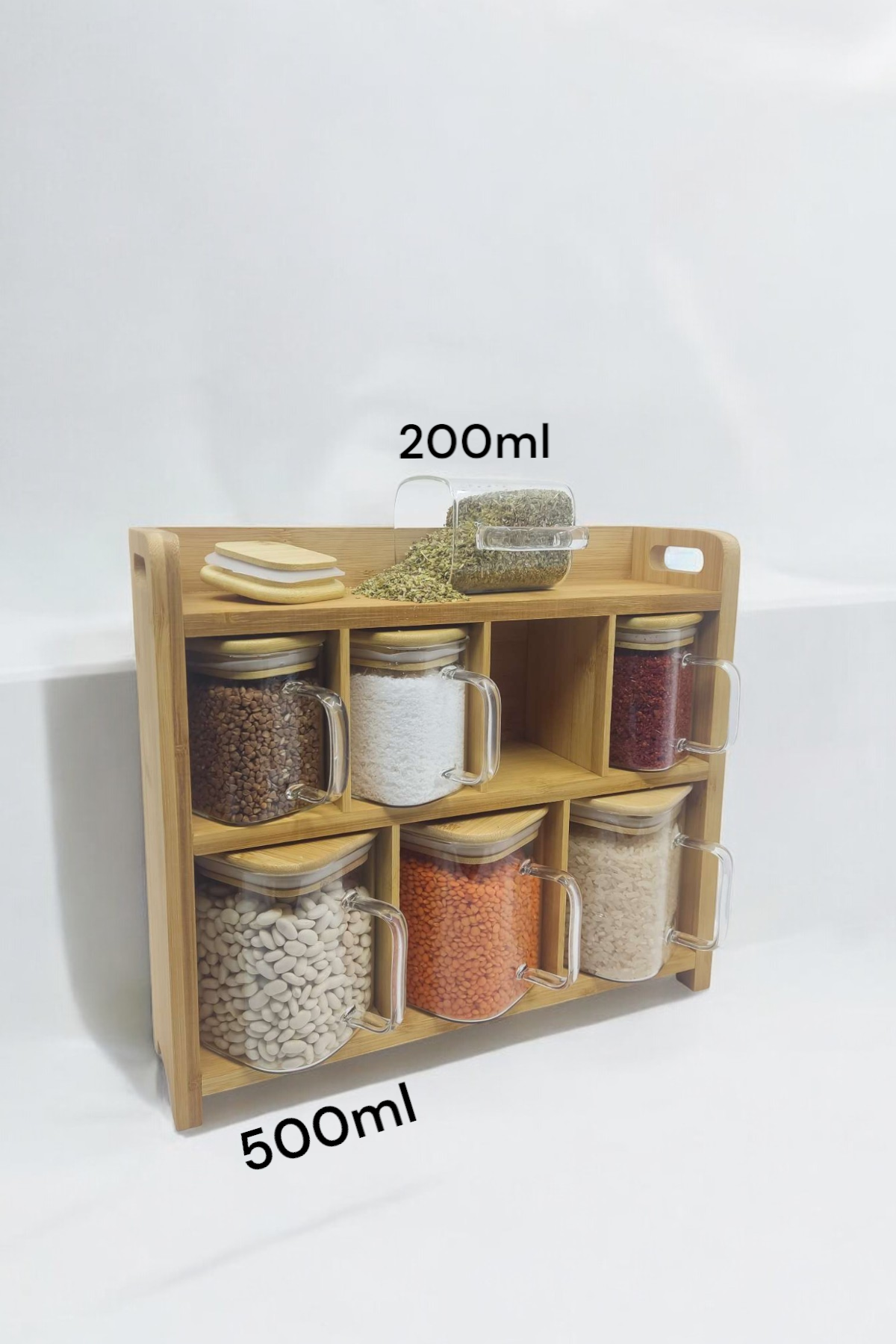 Bambu Standlı 8 Parça Baharatlık Set KW-383