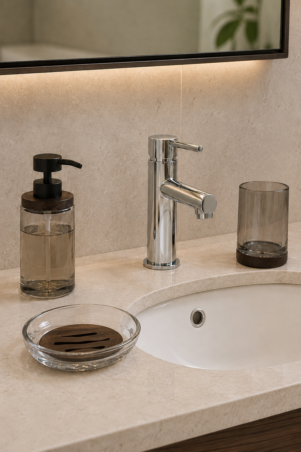 Akasya 3 Parça Cam Banyo Takımı SHN-2151