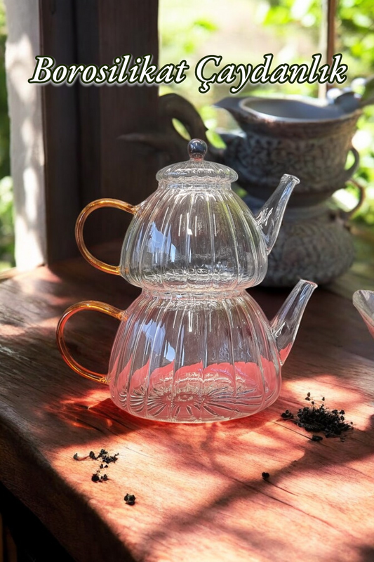 Borosilikat Renkli Kulplu Çaydanlık KW-339