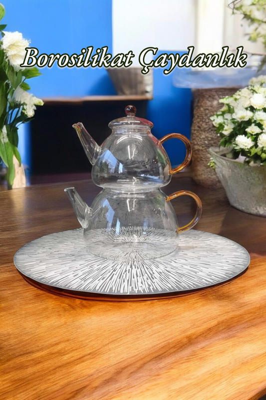 Borosilikat Renkli Kulplu Çaydanlık KW-340