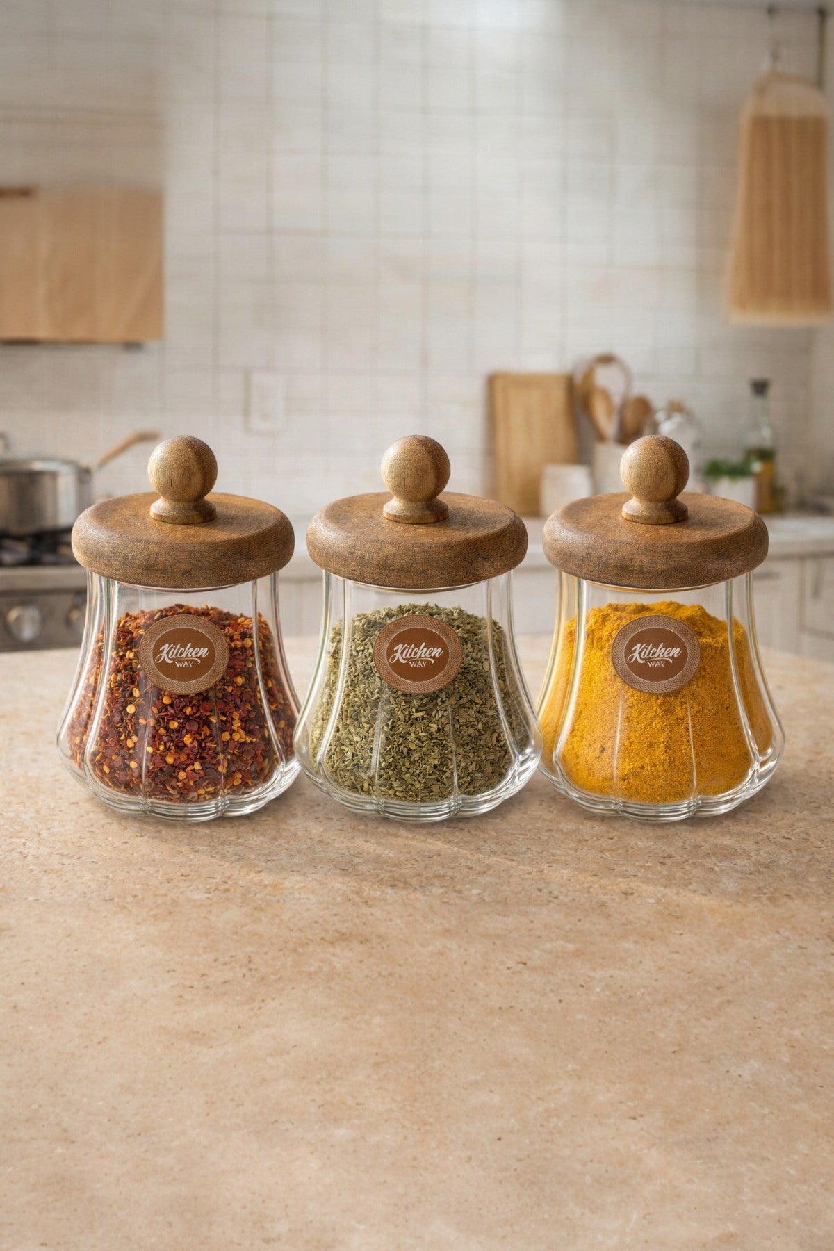 Akasya Conta Kapaklı Cam Kavanoz 550ML Hava Korumalı 3'lü Saklama Kavanoz Seti KW-1167