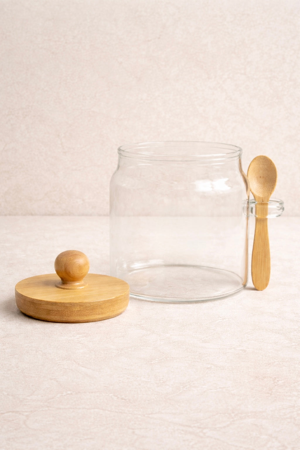 Bambu Kaşıklı Conta Kapaklı 3'lü Kavanoz Baharatlık Set KW-738