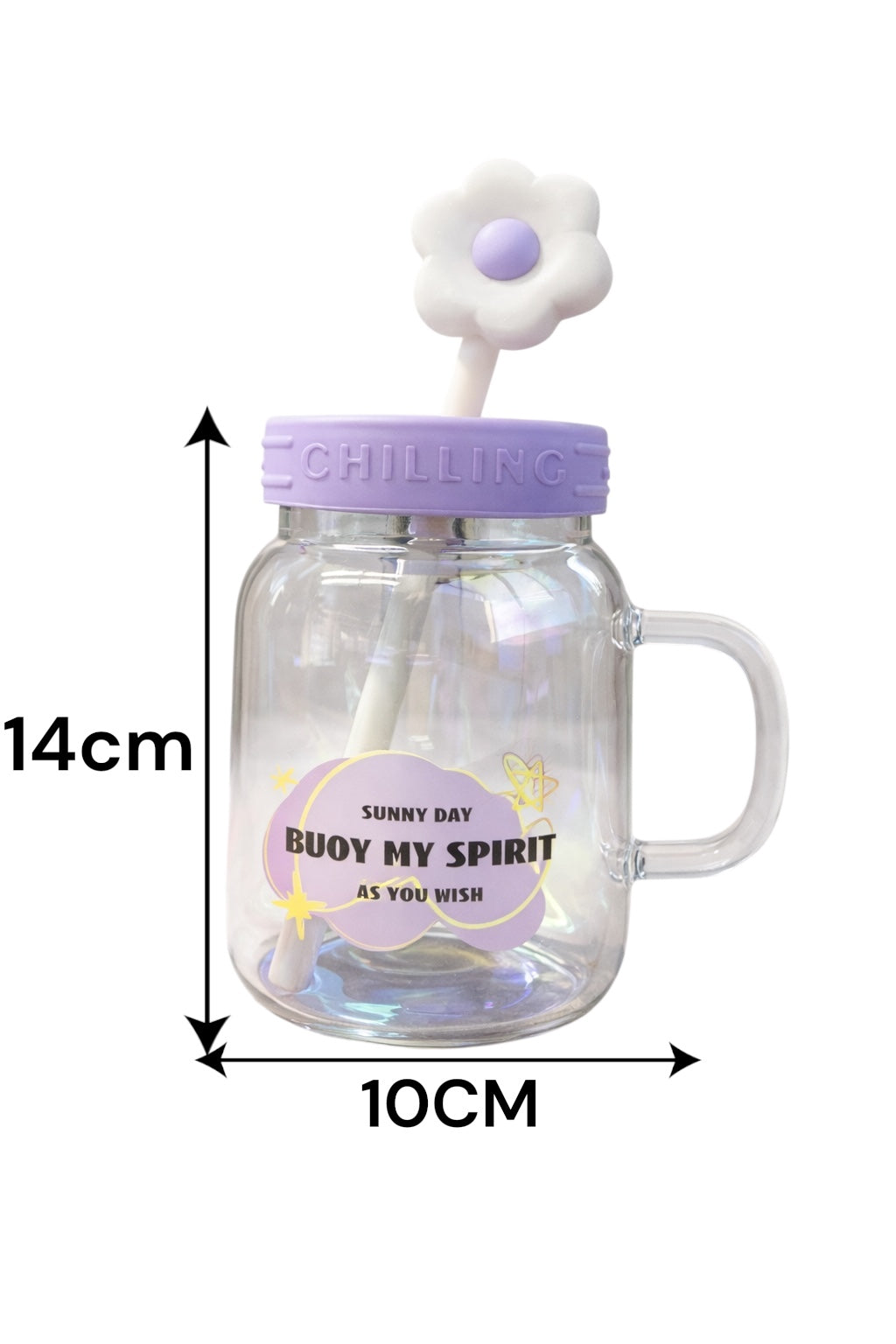 Desenli Pipetli Kapaklı 1000ML Borosilikat Lüster Sevimli Cam Matara KW-890