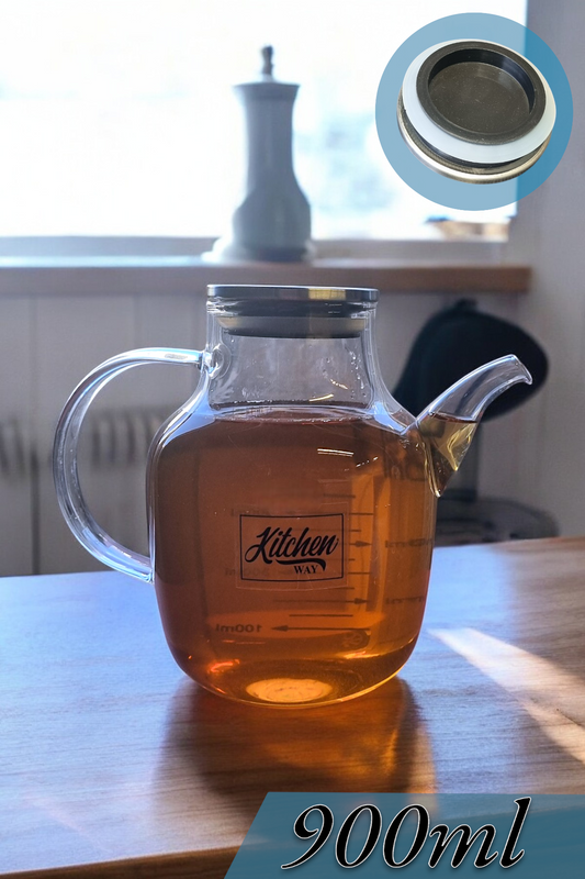 Borosilikat Cam Yağdanlık Metal Kapaklı Contalı Sızdırmaz 900ml Yağdanlık KW-395