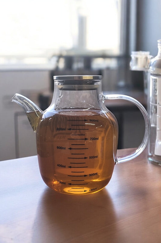 Borosilikat Cam Yağdanlık Metal Kapaklı Contalı Sızdırmaz 900ml Yağdanlık KW-395