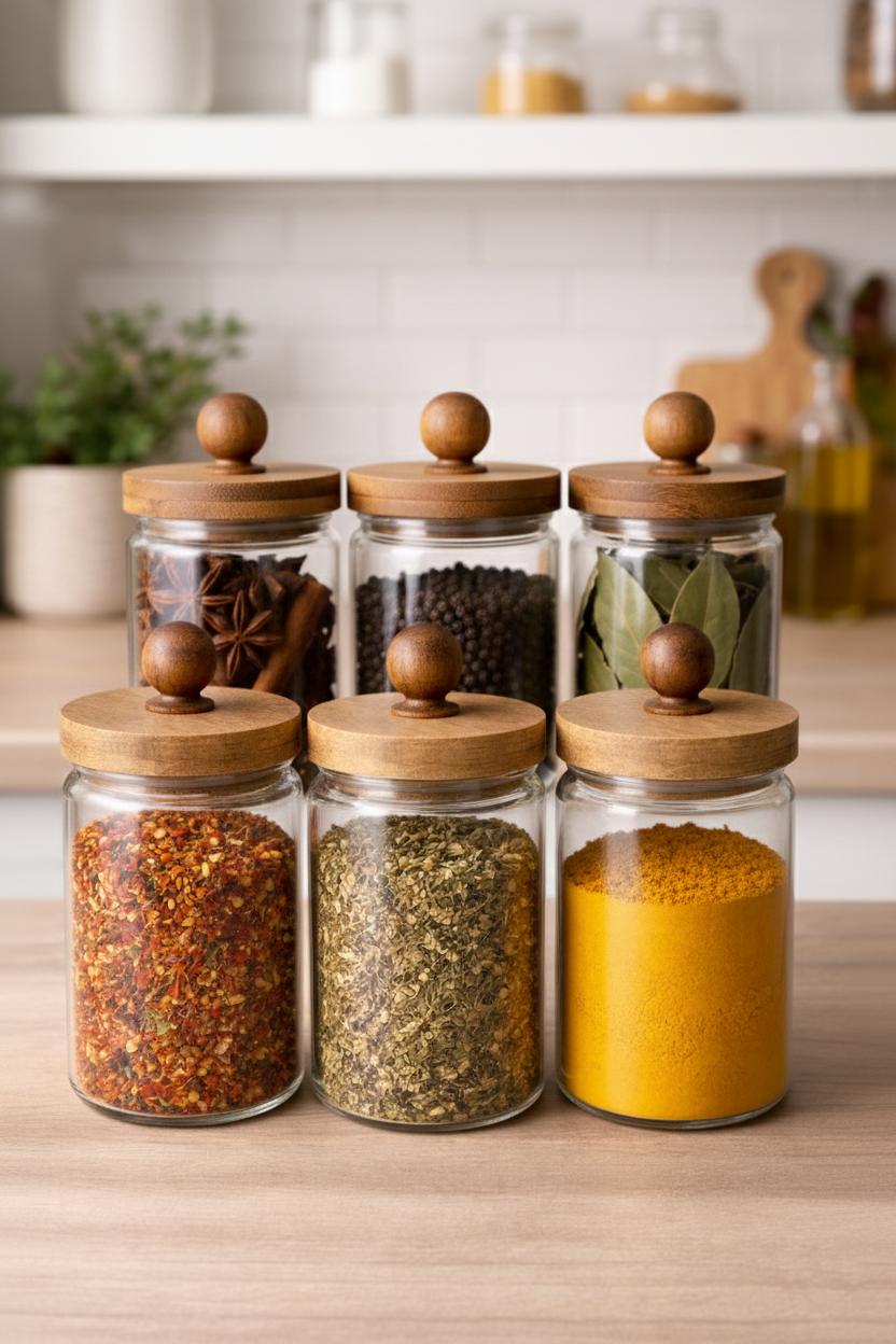 Akasya Conta Kapaklı 6'lı Borosilikat 600ml Kavanoz Seti KW-743