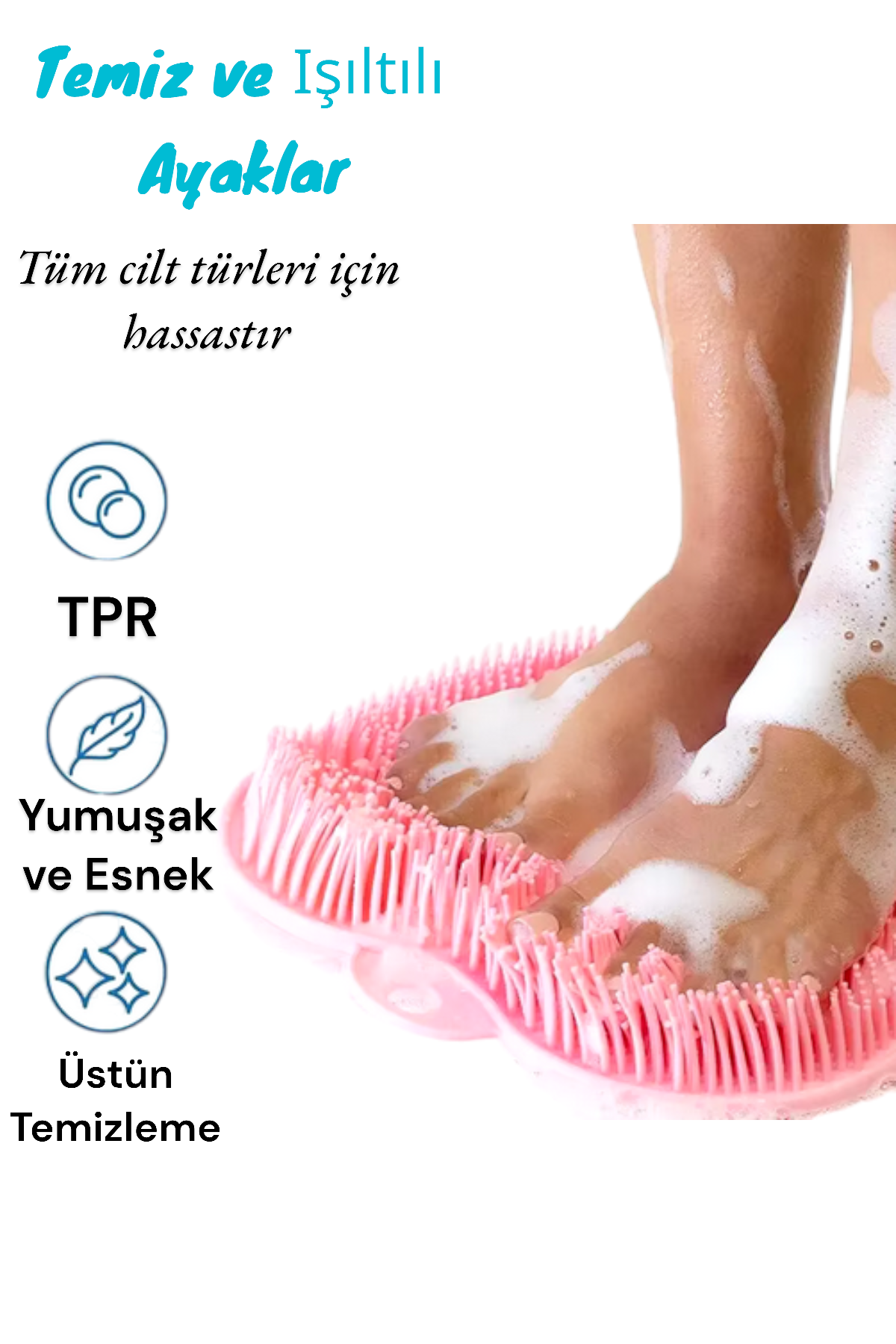 Full Silikon Kaydırmaz Vakum Tabanlı Masaj Etkili Duş Lifi SHN-1105