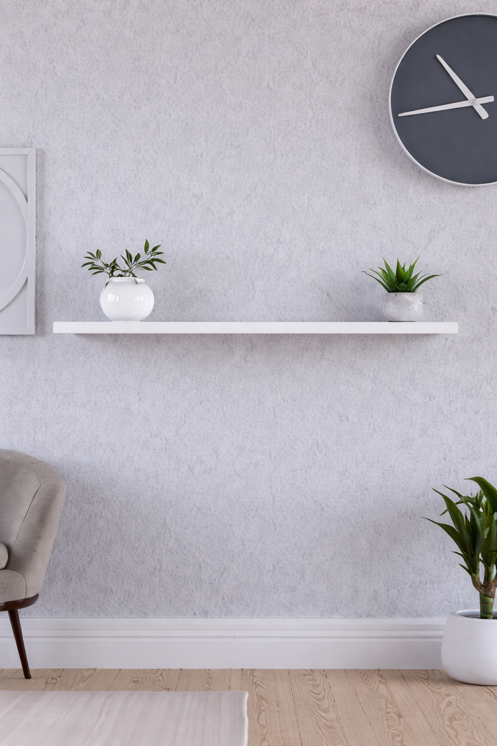 Beyaz Duvar Rafı Minimal Dekoratif Askısız Duvar Rafı Modern Tasarım SHN-2117A