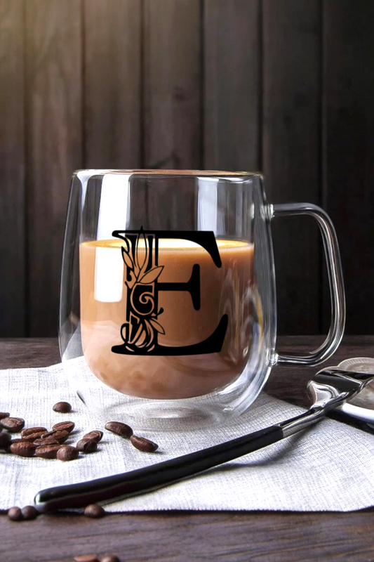 Çift Cidarlı Borosilikat 350ML Harfli Bardak Kupa KW-384