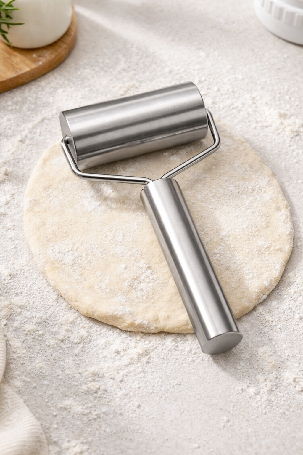 Paslanmaz Çelik Demir Rulo Hamur Merdanesi Düz Yüzey Dayanıklı Hijyenik KW-1136