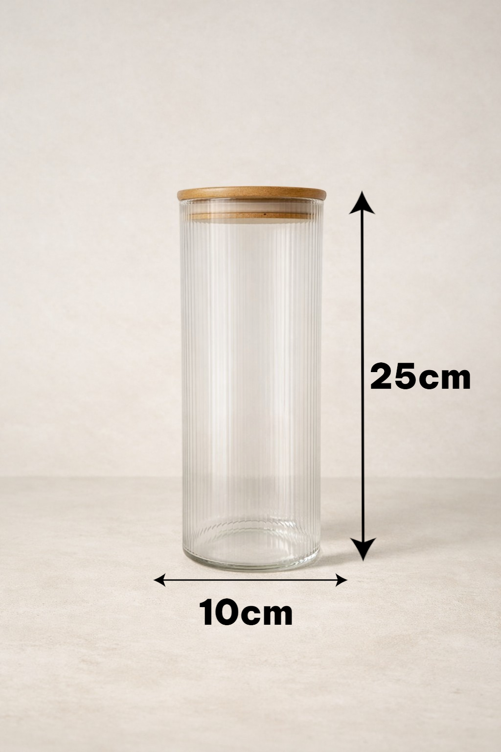 Bambu Contalı Cam 2 Litre Yuvarlak Çizgili Kavanoz KW-125