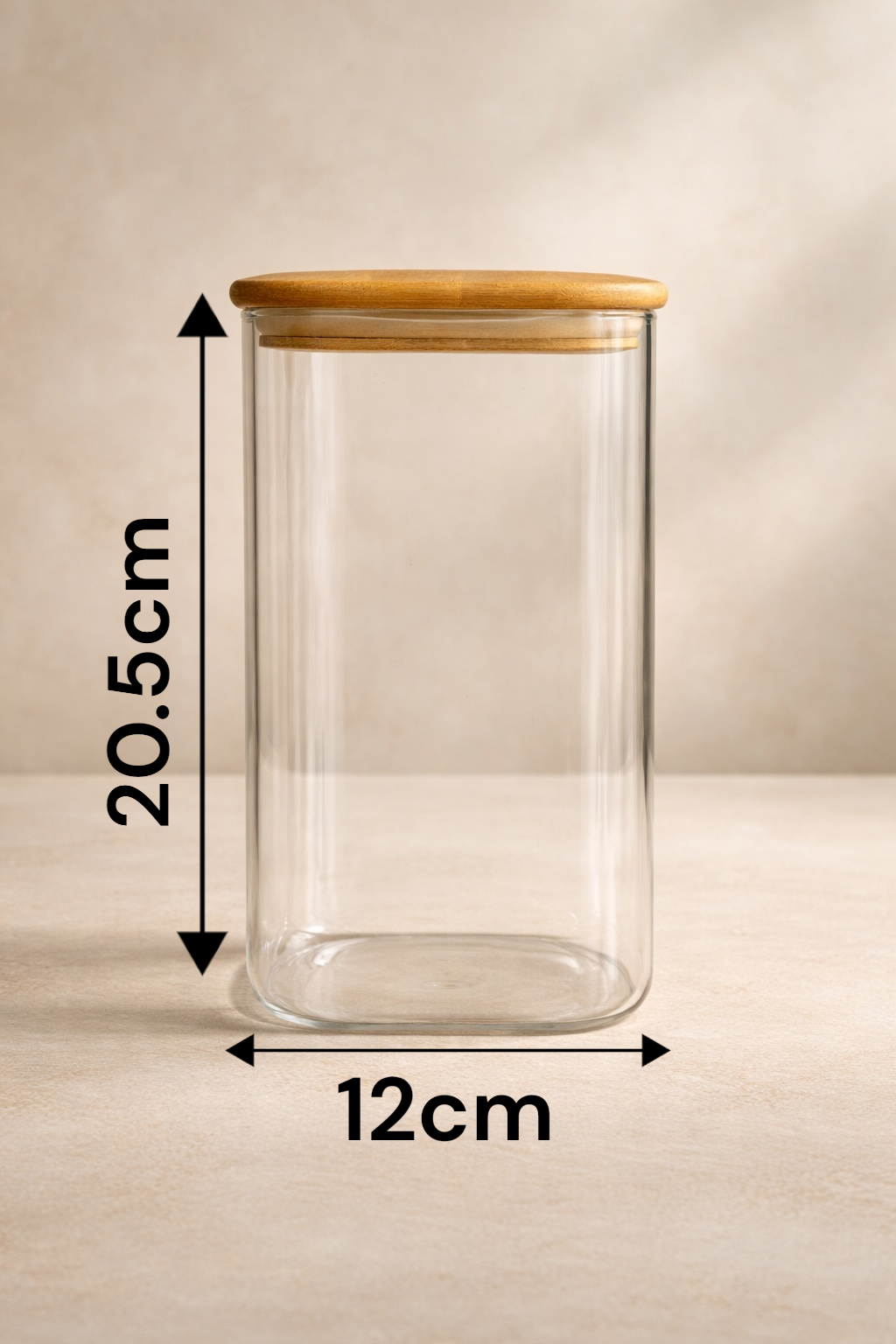 Bambu Kapaklı Borosilikat 1500ML Isıya Dayanaklı Kavanoz KW-524