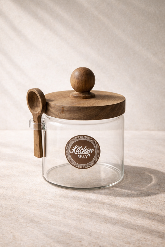 Akasya Kaşıklı Conta Kapaklı 3'lü Kavanoz Baharatlık Set KW-734