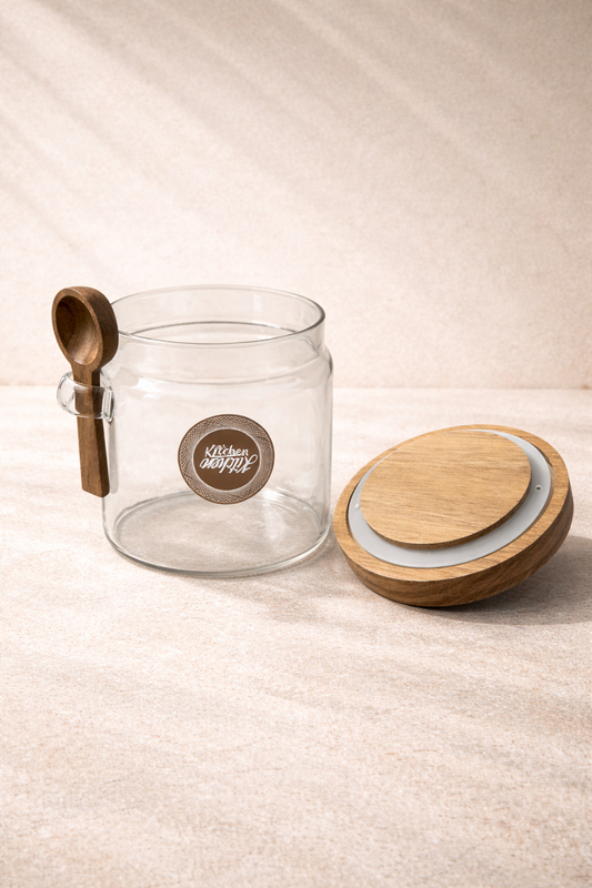 Akasya Kaşıklı Conta Kapaklı Kavanoz Baharatlık KW-734