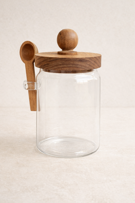 Akasya Kaşıklı Conta Kapaklı 3'lü Kavanoz Baharatlık SetKW-735