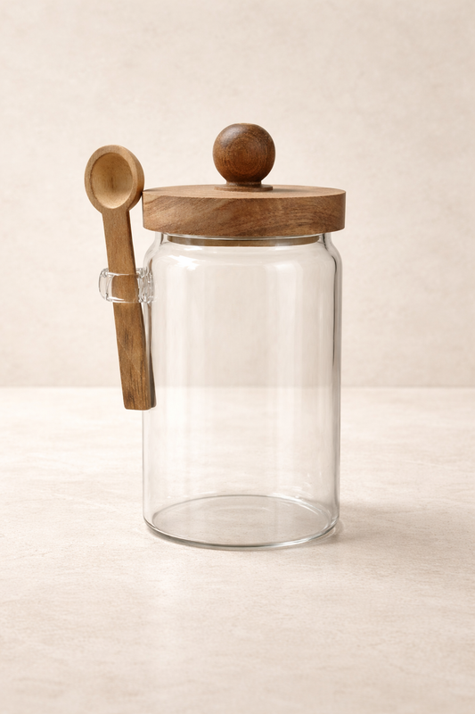 Akasya Kaşıklı Conta Kapaklı 3'lü Kavanoz Baharatlık KW-736