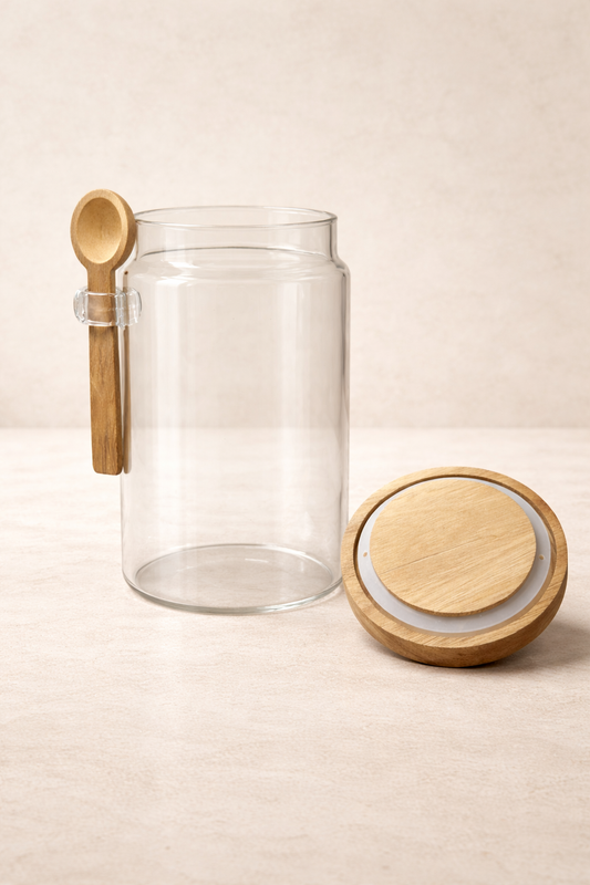 Akasya Kaşıklı Conta Kapaklı Kavanoz Baharatlık KW-736