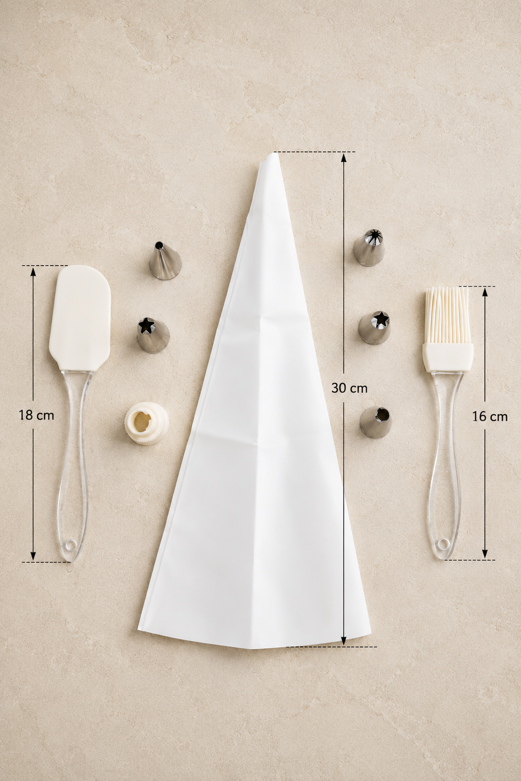 Krema Torbası ve 6 Başlıklı Pasta Süsleme Seti Spatula ve Fırça Hediyeli KW-3322