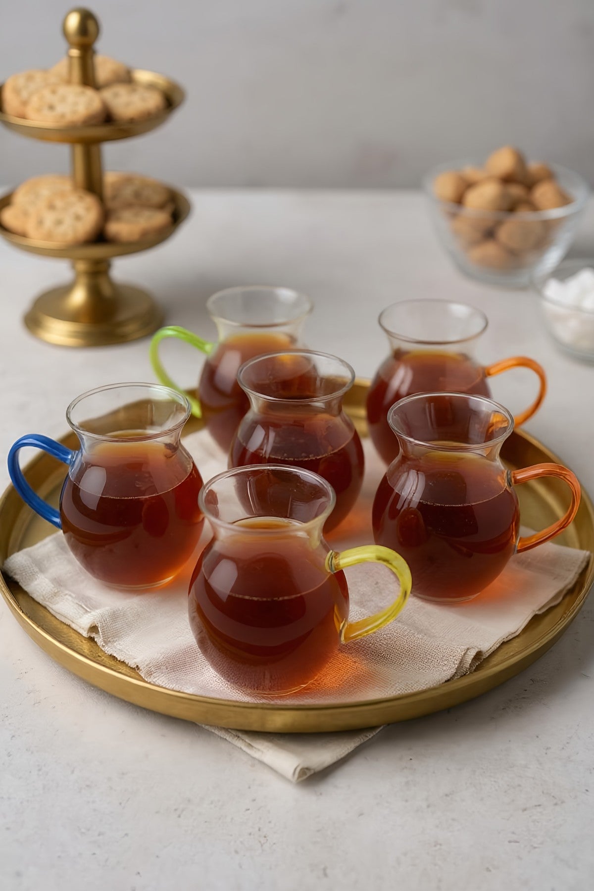 6'lı Renkli Kulplu Borosilikat Almila Serisi Bardak Seti 200ML KW-049B