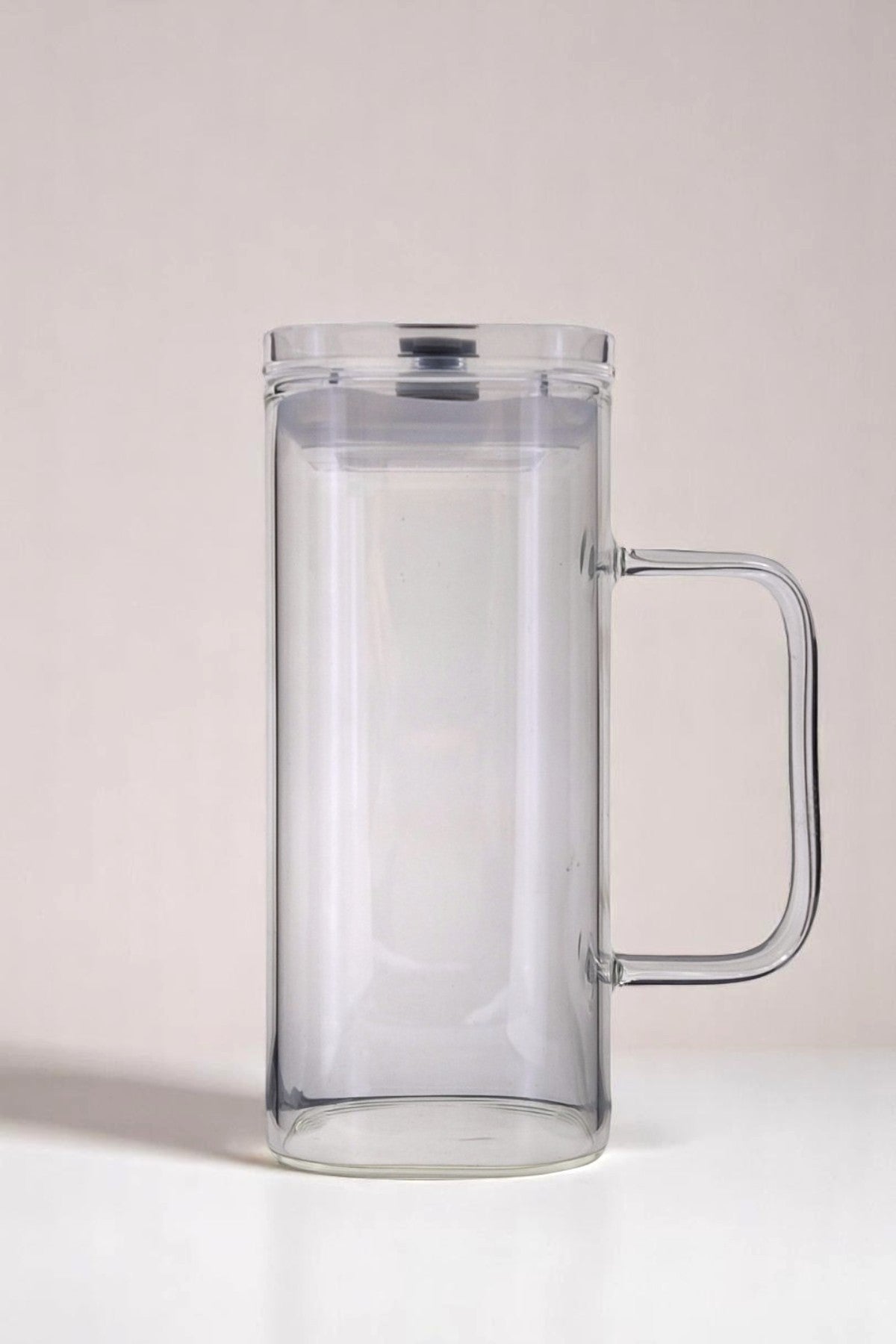 Kare Uzun Pipetli Contalı Kulplu Cam Kupa KW-052