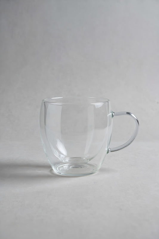 Kulplu Çift Cidarlı 250ML Borosilikat Cam Bardak KW-073