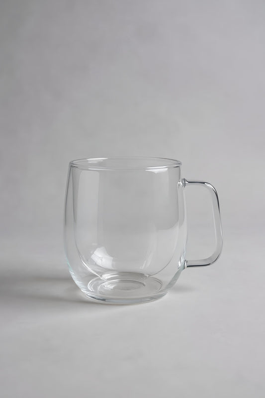 Kulplu Büyük Boy Çift Cidarlı 300ML Borosilikat Cam Bardak KW-074