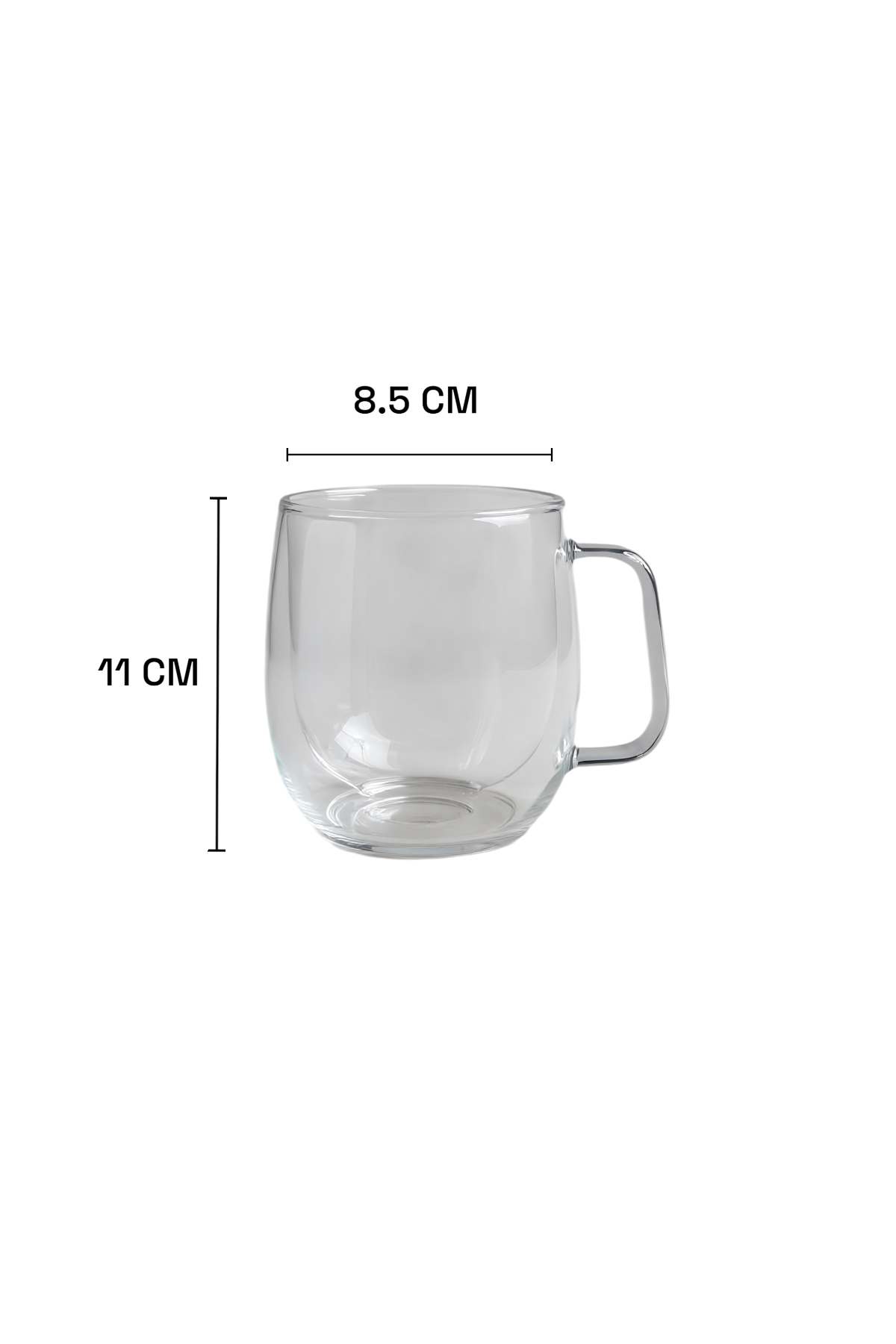 Kulplu Büyük Boy Çift Cidarlı 300ML Borosilikat Cam Bardak KW-074