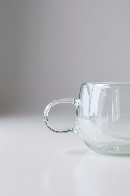 Kulplu Çift Cidarlı 200ML Borosilikat Cam Bardak KW-077