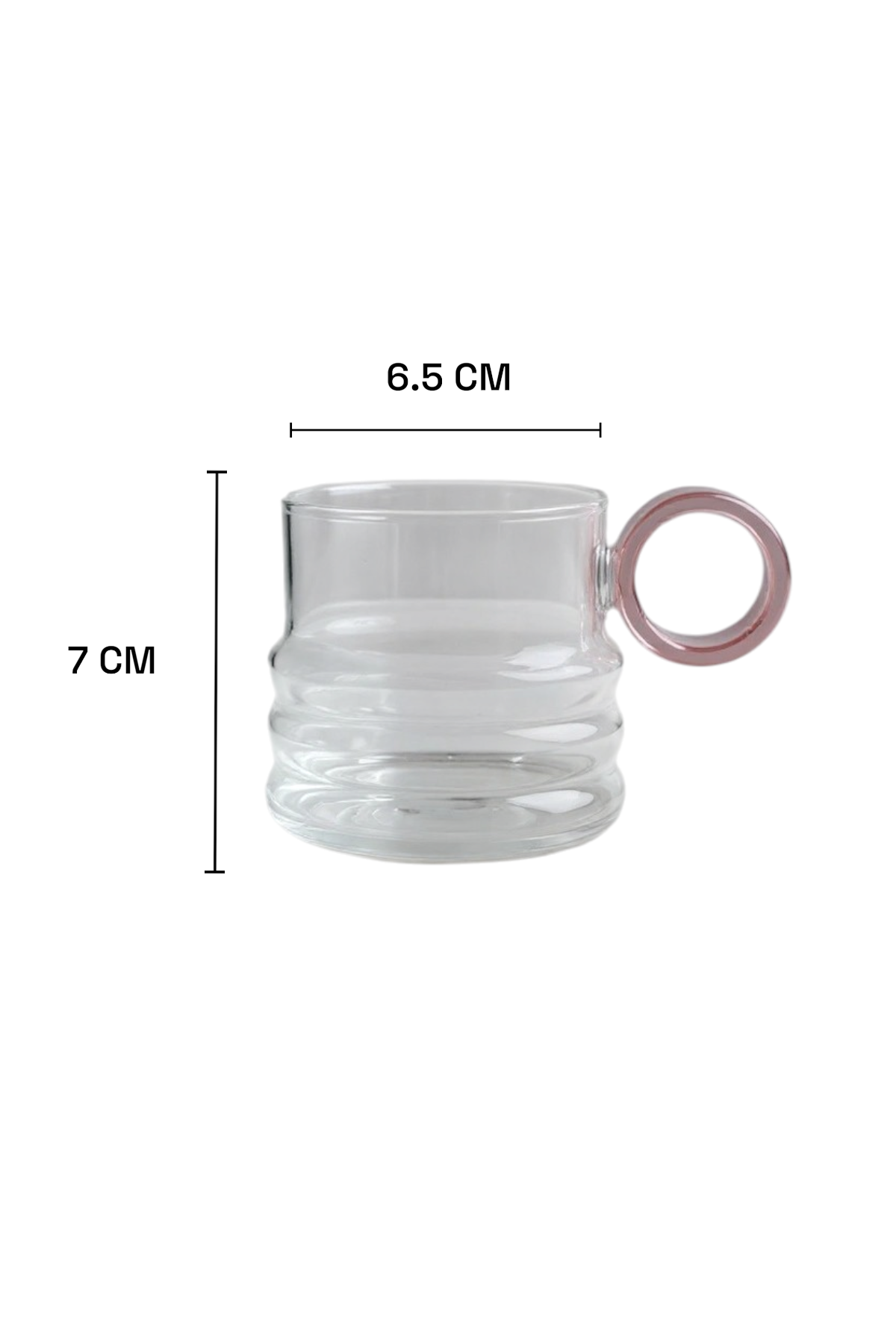 Renkli Yüzük Kulplu 250ML Cam Bardak KW-129