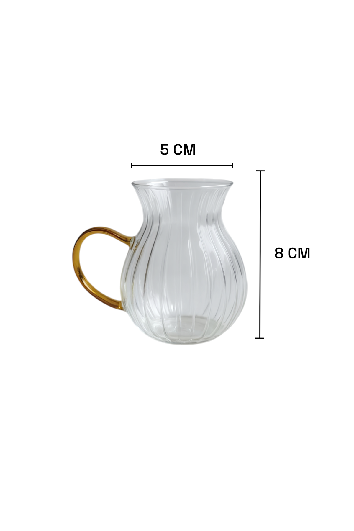 6'lı Turuncu Kulplu Borosilikat Termisil Serisi Bardak Seti 175ML KW-337