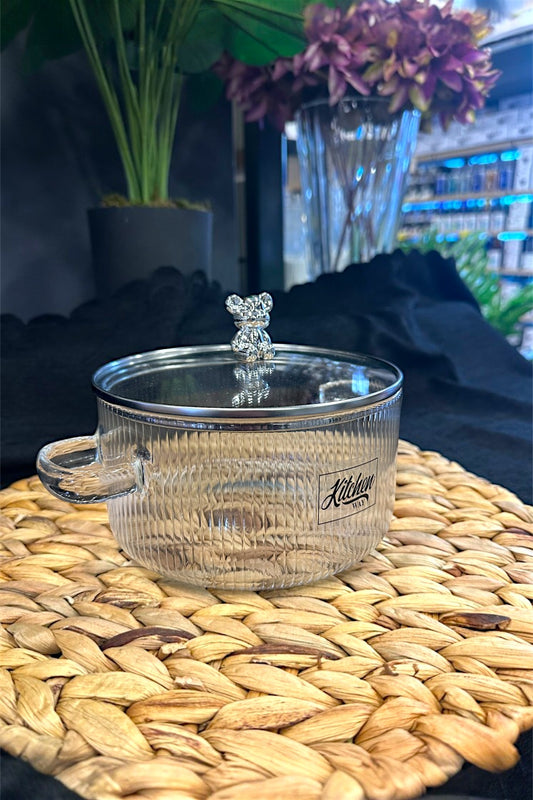 Ayıcık Figürlü 2000ML Borosilikat Tencere KW-348