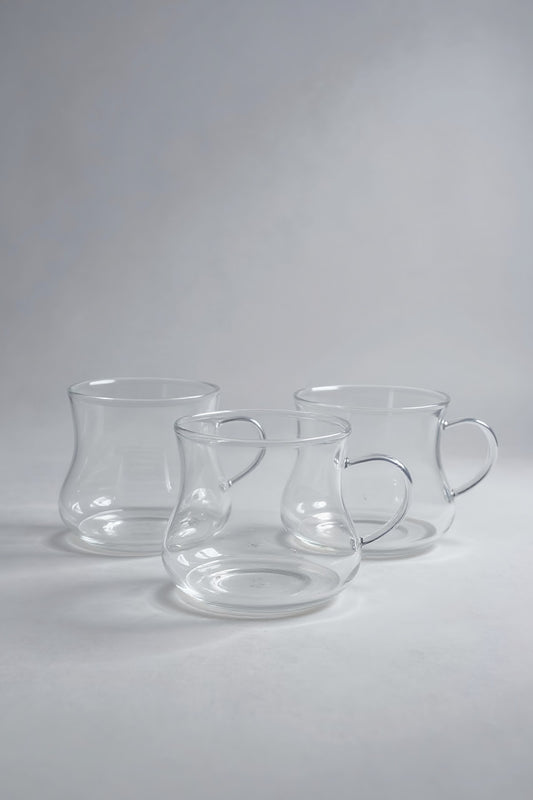 3 Lü Kulplu Borosilikat Bardak Seti 250ML KW-353