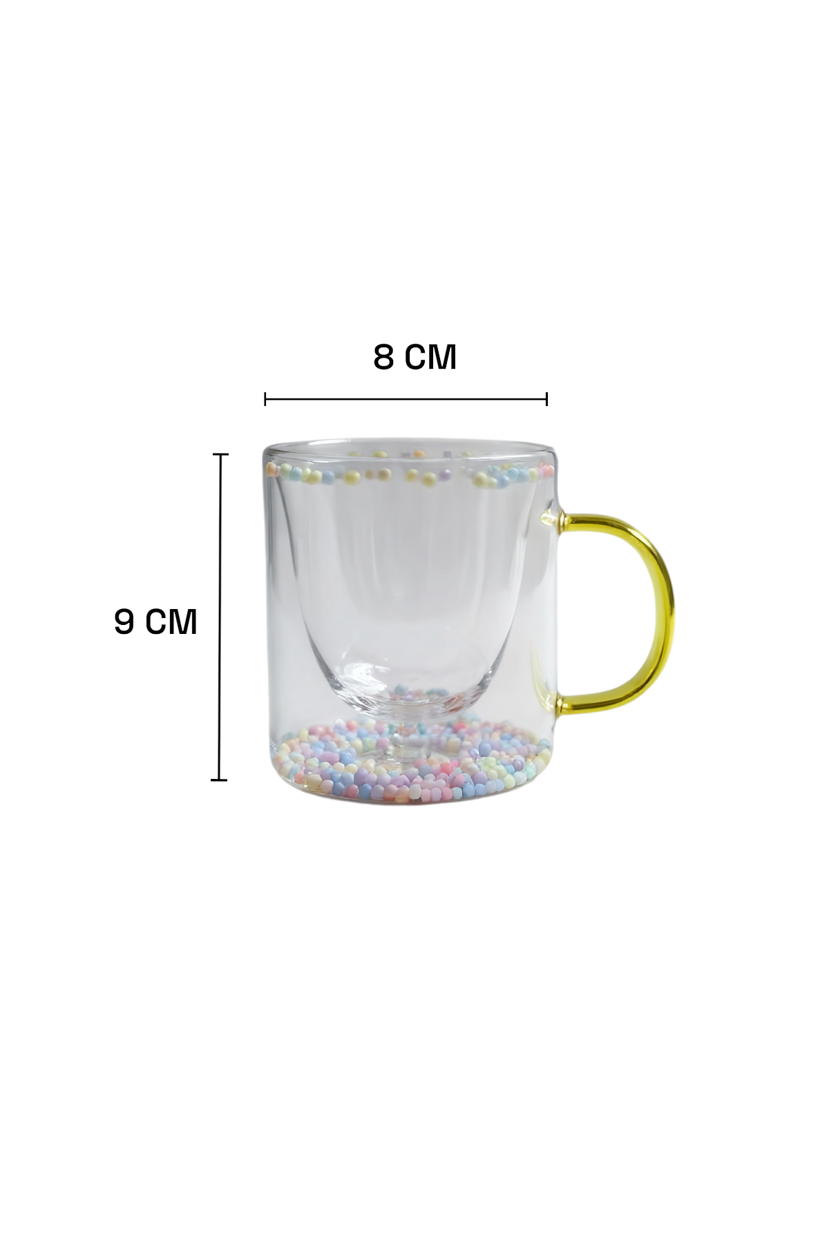 Çift Cidarlı Borosilikat 250ML Boncuk Figürlü Bardak Kupa KW-377B